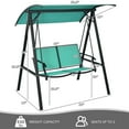 thumbnail image 2 of Gymax 2-Person OutdoorPatio Porch Swing Chair w/ Adjustable Canopy Turquoise, 2 of 10