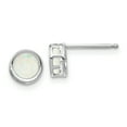 thumbnail image 1 of Boucles d'Oreilles en Or Blanc 14K 5mm Lunette Opale, 1 of 2