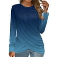 thumbnail image 2 of Dyfzdhu Long Sleeve T Shirts for Women Trendy Gradient Twist Front Tunic Tops Blue, 2 of 4