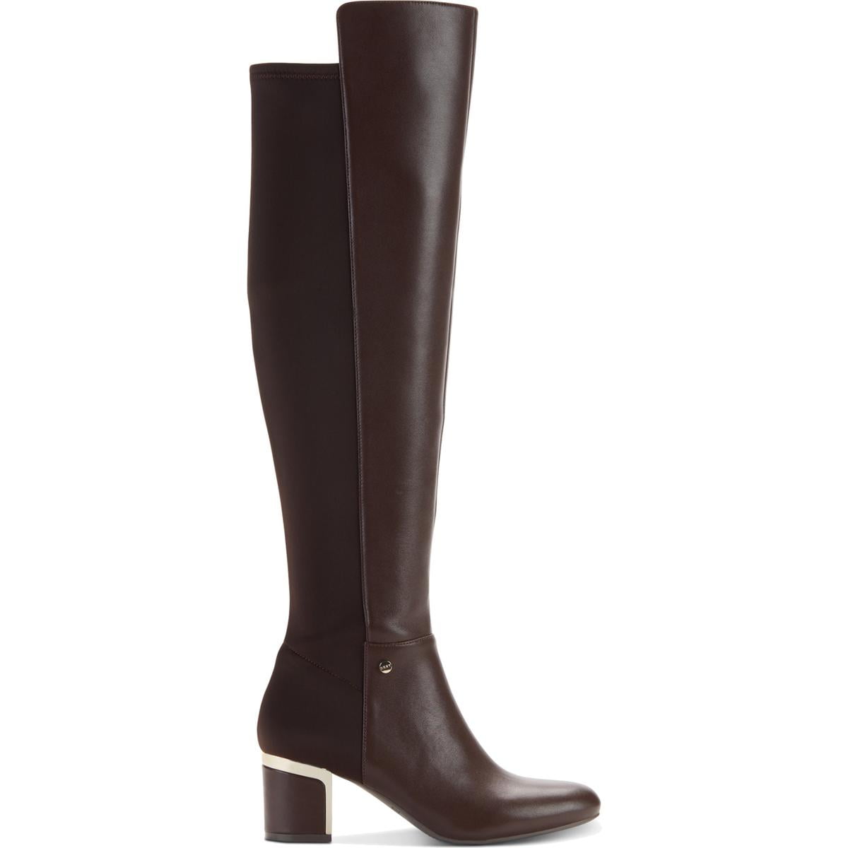 DKNY Womens Cora Leather Tall Knee High Boots Brown 5