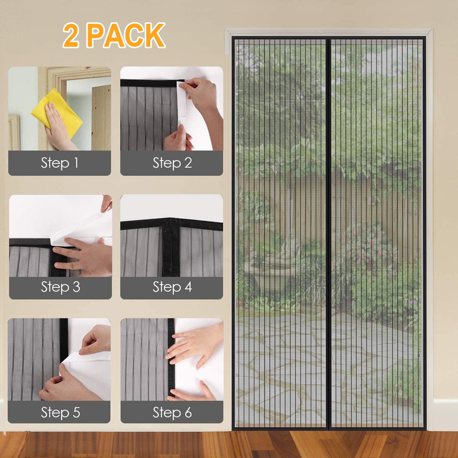 Mycarbon Screen Door, 2 Pack Magnetic Door Screen Fits for 38" x 82" Doors