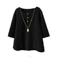 thumbnail image 2 of Tops for Women Trendy Girls Active Long Sleeve Oversized Corduroy Shirt Slouchy T Shirts Women Compression Pack round Neck Short Sleeve Shirt Polyester Spandex Shirts Fitness Clothes for Black L, 2 of 4