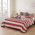 thumbnail image 2 of Full Quilt Set 78''x90'', American Flag Lightweight Bedspread Coverlet Set with 2 Pillow Shams, Red Blue Star Stripes Rustic Farmhouse Wood Breathable All Season Quilt Bedding for Bedroom/Guest Room, 2 of 9
