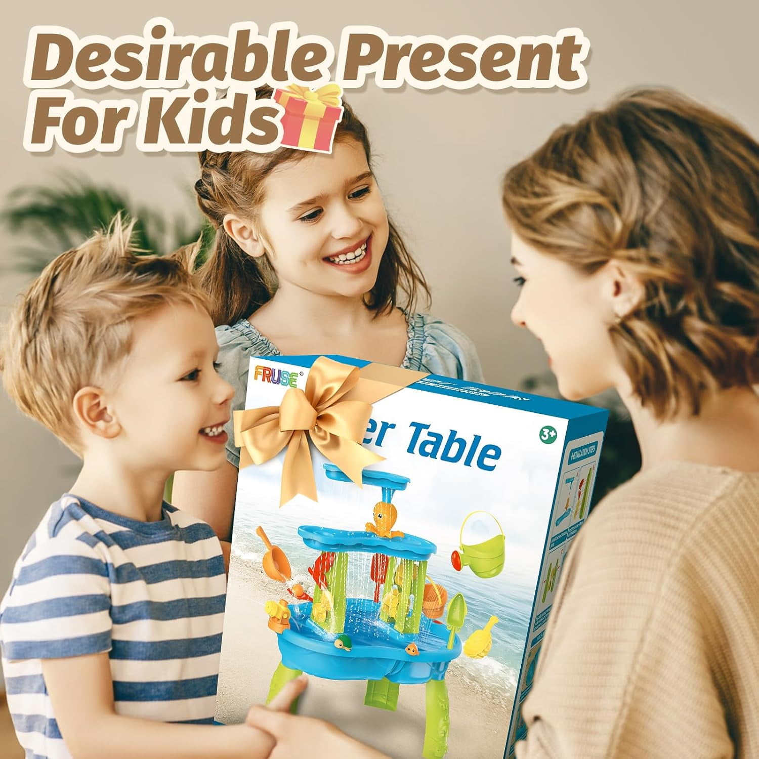 Mini Tudou Sand Water Table Outdoor Toys for Toddlers,3-Tier Water Play Table Toy for Kids,Activity Sensory Tables Outside Beach Toys Toddler Boys Girls