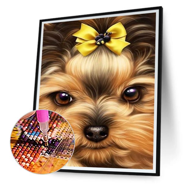 Cuadros Decorativos Yorkshire Dog 5D DIY Diamond Painting Kits Full Round Drill Wall Decor (B5656) Ehuebsd embutido en tela