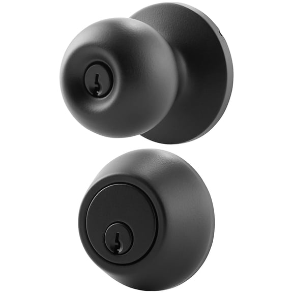 Keyed Entry Ball Door Knob and Single Cylinder Deadbolt Lock Set