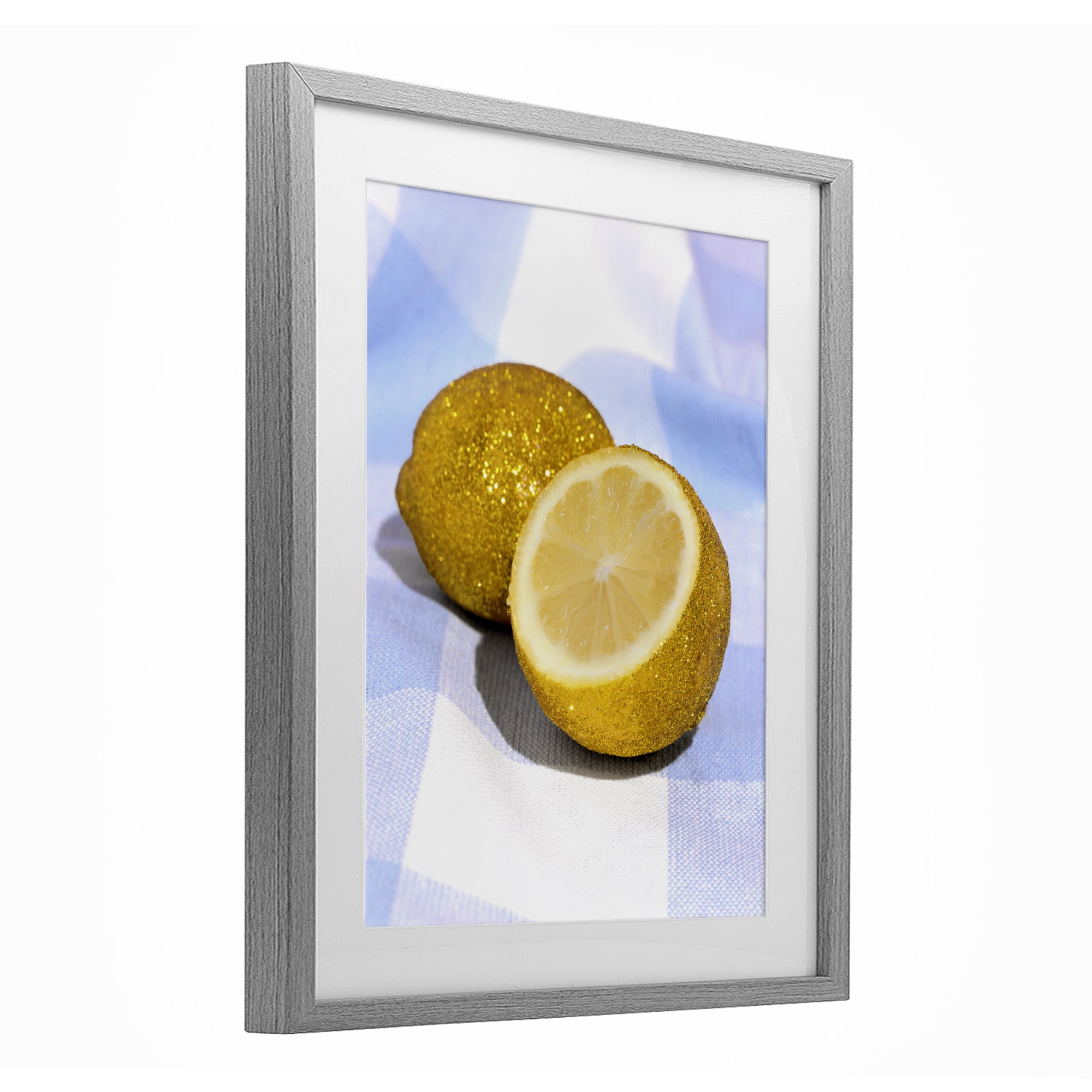 Stupell Industries Glimmer Lemon on Blue Gray Framed Print Under Glass, design by LISH Creative
