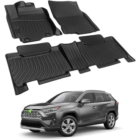 Car Floor Mats for 2013-2018 Toyota RAV4 - Custom Fit TPE Rubber Non-Slip Automotive Floor Liners, Easy to Clean All-Weather Car Mats