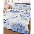thumbnail image 3 of Quilts King Size, Hydrangea Leaves Soft Comforter Bedding Set for Bed, Blue Striped Botanical Floral Lightweight Quilted Bedspread with Pillow Cover(2 Pieces) for All Season, 96x106 Inch, 3 of 6