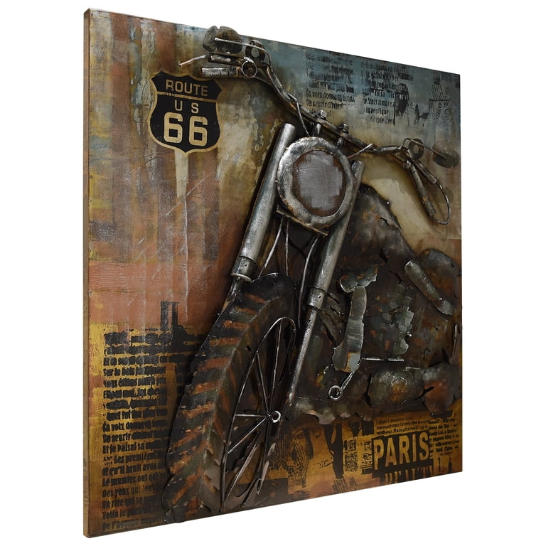 Empire Art Direct Motorcycle Mixed Media Iron Hand Painted