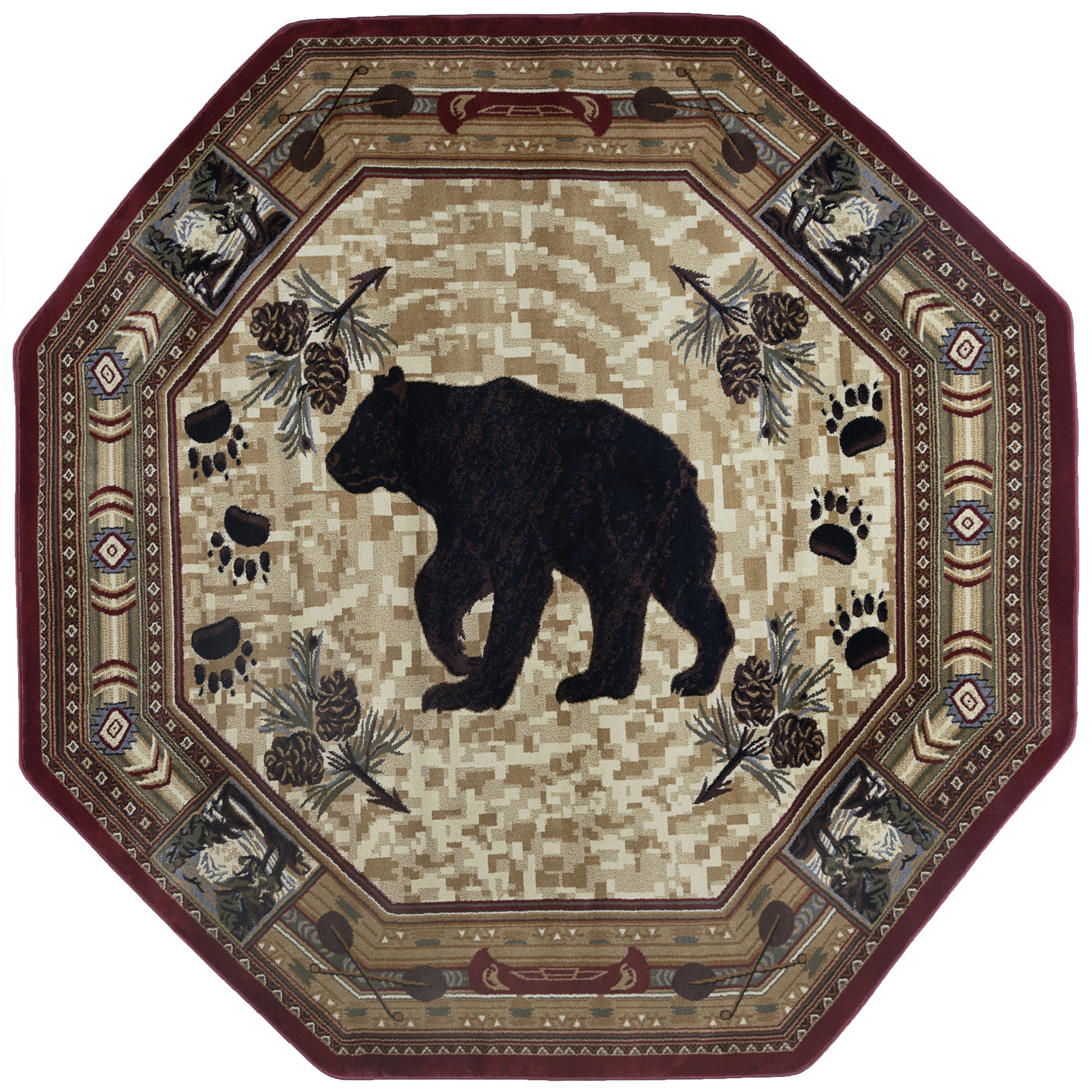 Nature Novelty 8' Octagon Brown and Beige Polypropylene Indoor Area Rug
