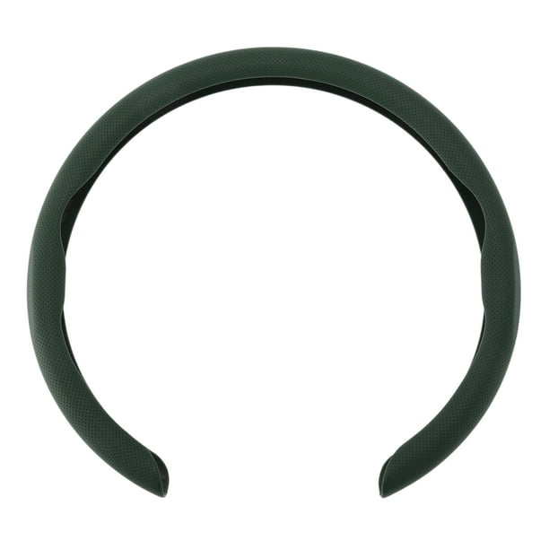 Funda para volante de cuero artificial PU Unique Bargains, protector de volante de automóvil ABS de 14.96" en verde oscuro, 1 Pc