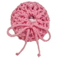 thumbnail image 2 of Hair Bun Cover - 70's Vintage Crocheted Flower w/Drawstring - Hot Pink, 2 of 3