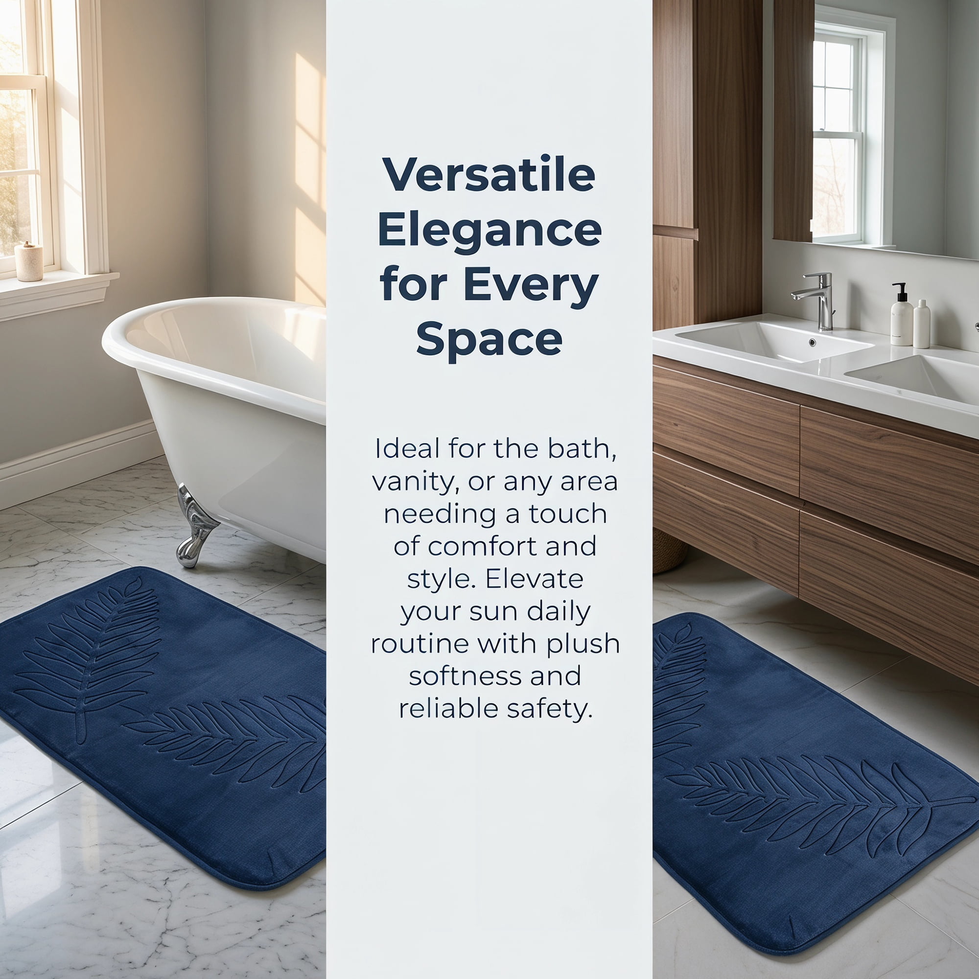 Unique Bargains Thick Absorbent Plush Non Slip Microfiber Bath Mat Navy Blue 24" x 16"