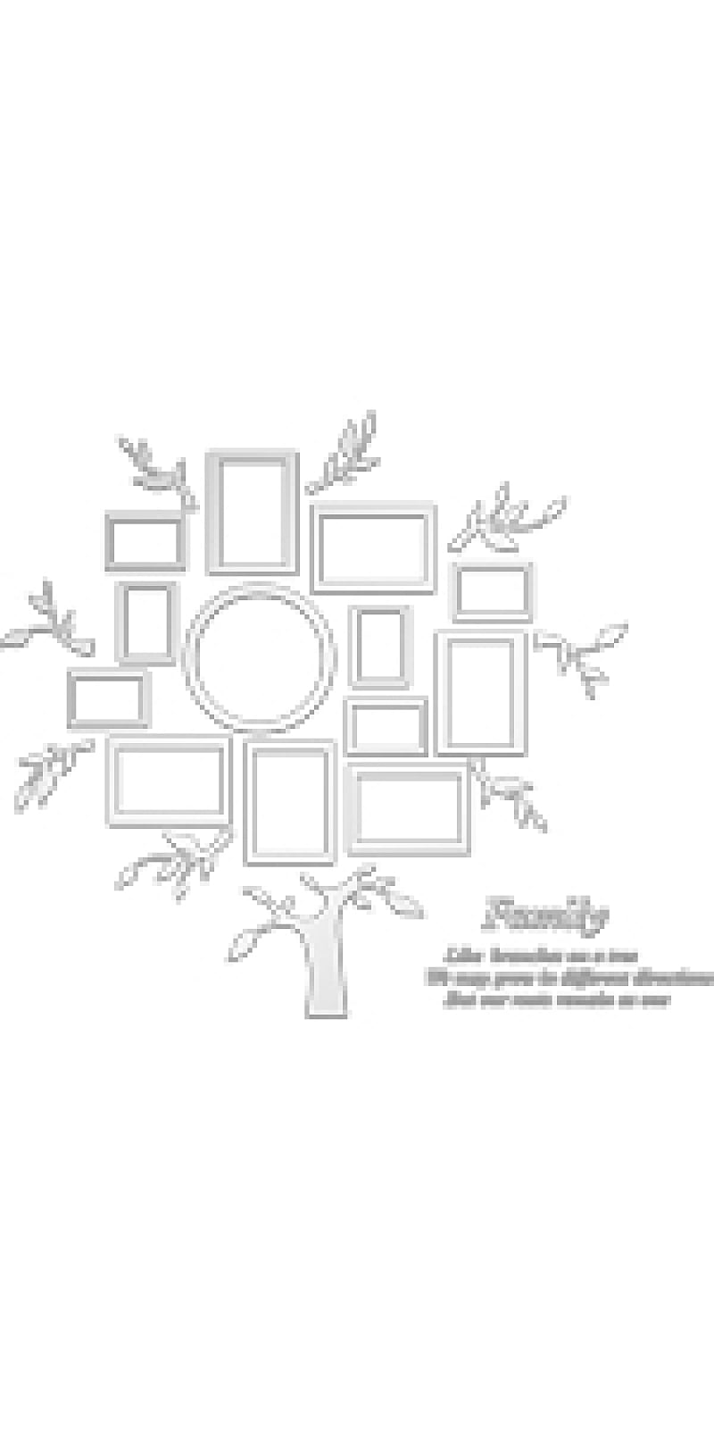 Acrylic Wall Stickers for Home Living Room Bedroom Decoration Tree and Word Pattern Silver 300x300mm 6pcs/set