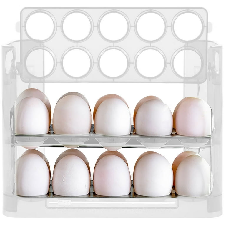 Deals！Loyerfyivos 30 Grid Egg Holder for Refrigerator, 3-Layer Egg Storage  Container, Plastic Chicken Egg Tray Egg Fresh Storage Box for Kitchen Fridge  and Table 