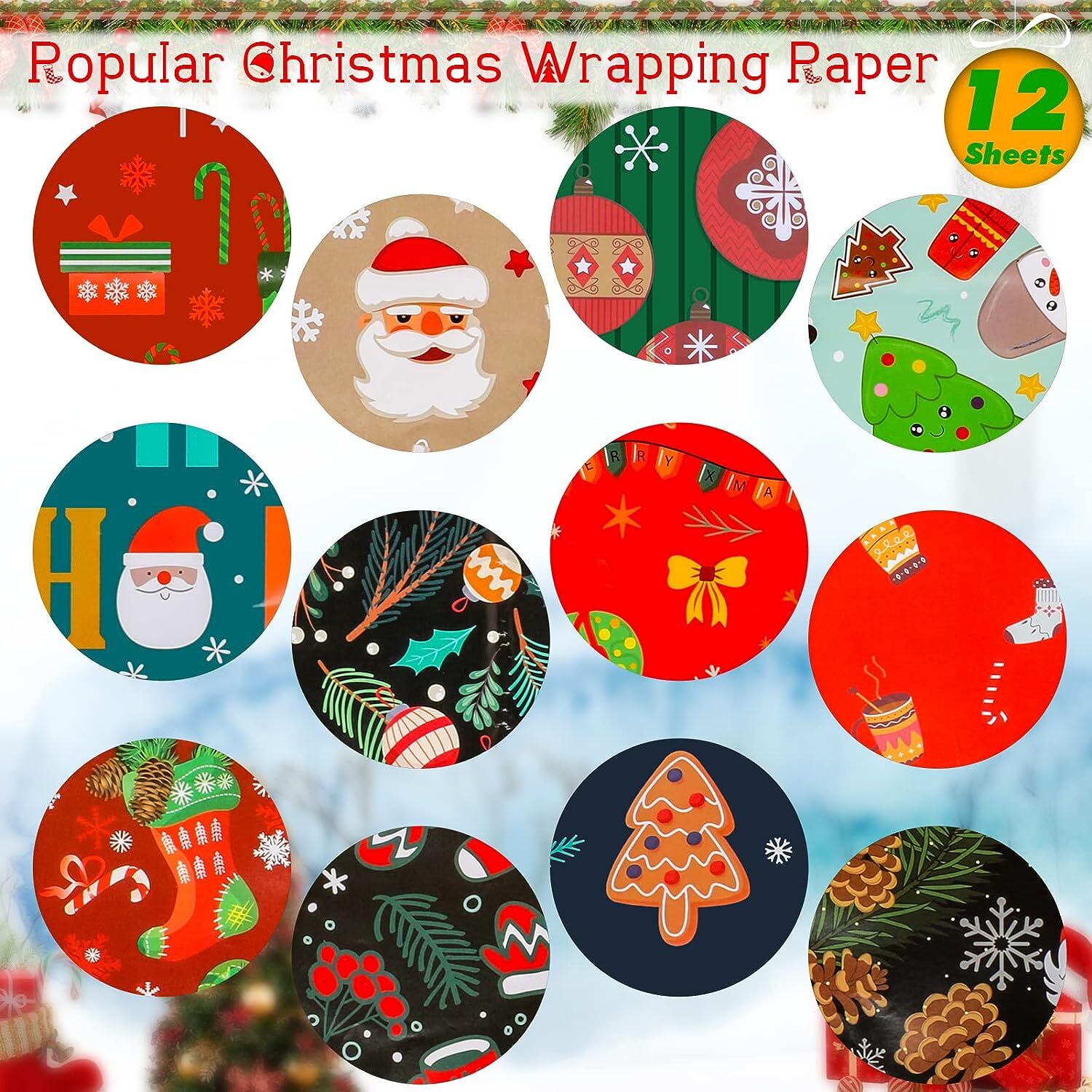 Konsait 12-Pack Christmas Wrapping Paper Sheets photo 3