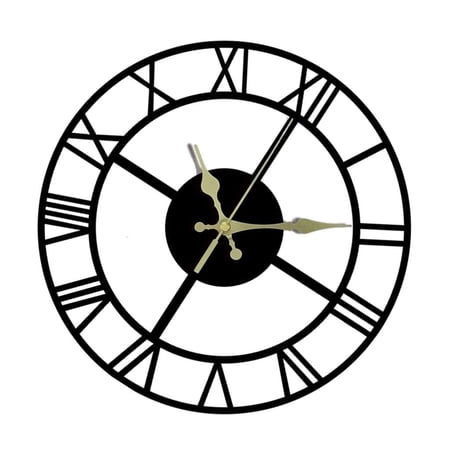 Hugjasmine 12inch Quiet Metal Wall Clock Elegant Arabic Roman Numerals Easy Installation