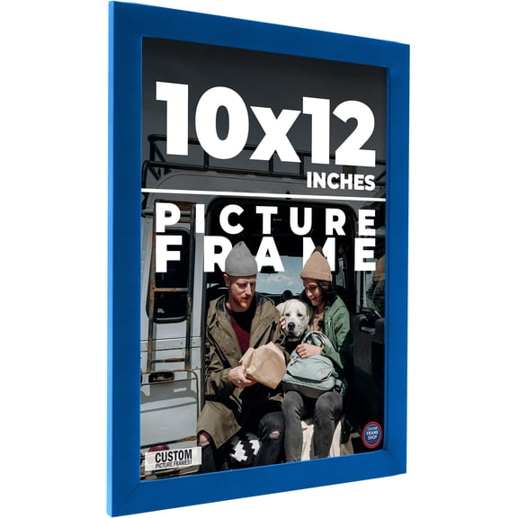 10x12 Classic Modern Blue Picture Frame - UV Acrylic, Foam Board Backing, Hanging Hardware