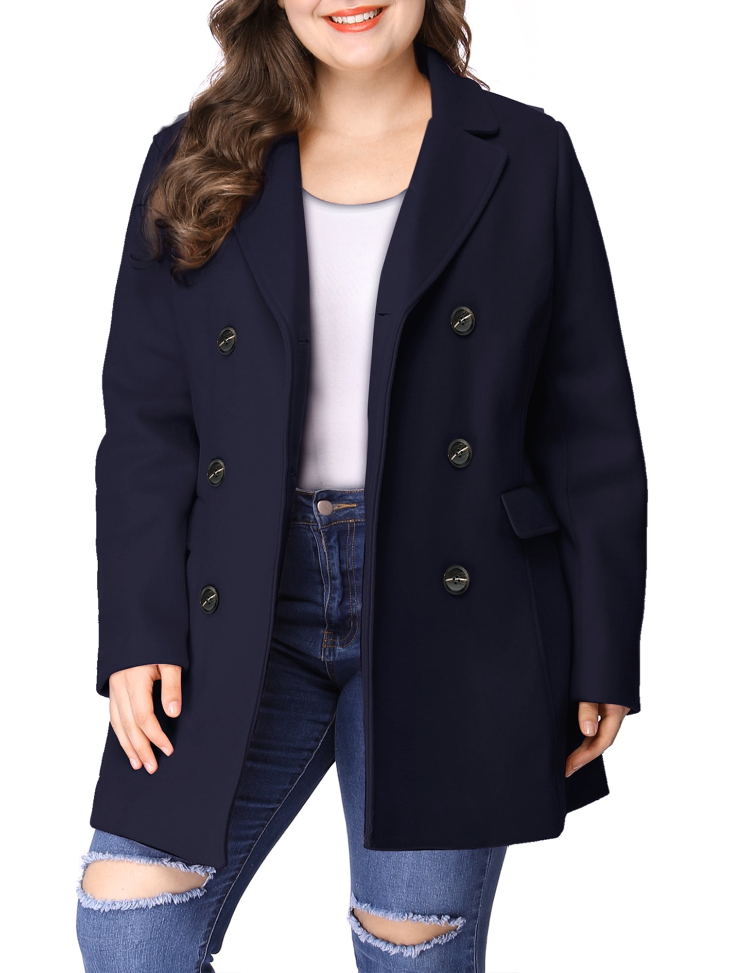 OCHENTA Girls Single-Breasted Wool Lapel Jacket Winter Cotton Trench Coats