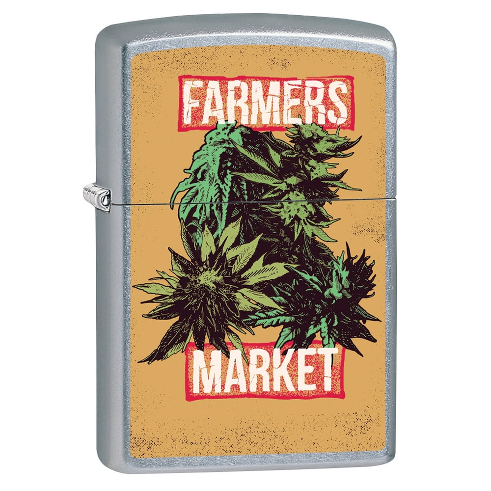 Zippo Lighter Farmers Market Weed Design Street Chrome 79863