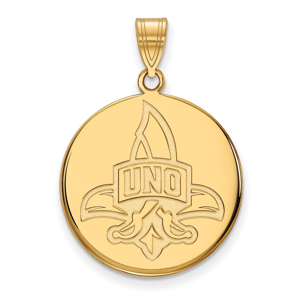 Solid 925 Sterling Silver with Gold-Toned University of New Orleans Pendant in Heart 