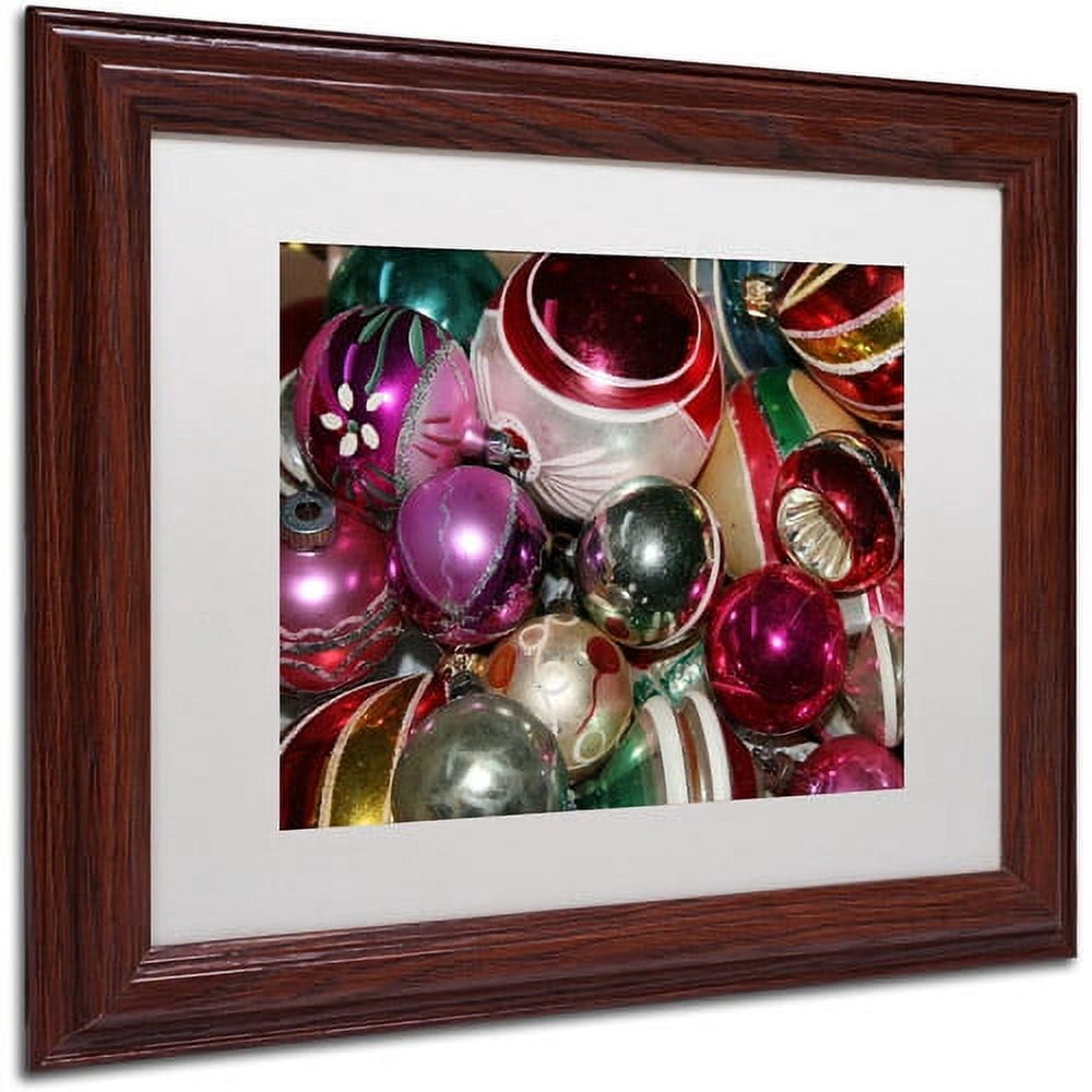 Trademark Fine Art "Vintage Christmas" Canvas Art by Patty Tuggle, White Matte, Wood Frame