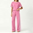 thumbnail image 5 of Womens Summer Two Piece Sets Sportswear Wide Leg Pants Casual Sports Set Travel Vacation Short Sleeve Sets Matching Sets Women Clothing, 5 of 7