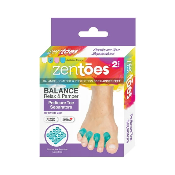 ZenToes Gel Toe Separators for Pedicure, Nail Polish, Toenail Trimming - Set of 2 Toe Spacers (Green)