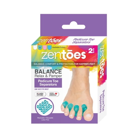 ZenToes Gel Toe Separators for Pedicure, Nail Polish, Toenail Trimming - Set of 2 Toe Spacers (Green)