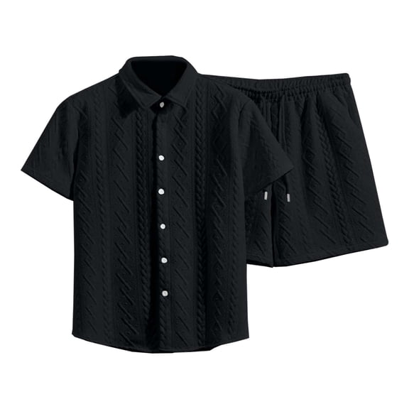 Men's 2 Piece Casual Sets Short Sleeve Button Down Shirts and Loose Pants, Comfortable Fabric, Suitable for Summer Beach Vacations and Daily Wear, US Sizes