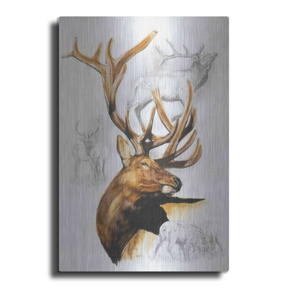 Luxe Metal Art 'Elk' by Barbara Keith, Metal Wall Art, 24"x36"