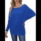 thumbnail image 2 of Suéter de Punto de Color Liso con Hombros Descubiertos y Larga para Mujer, Estilo Informal, Holgado y Moderno para Otoño Azul XXXL, 2 of 8