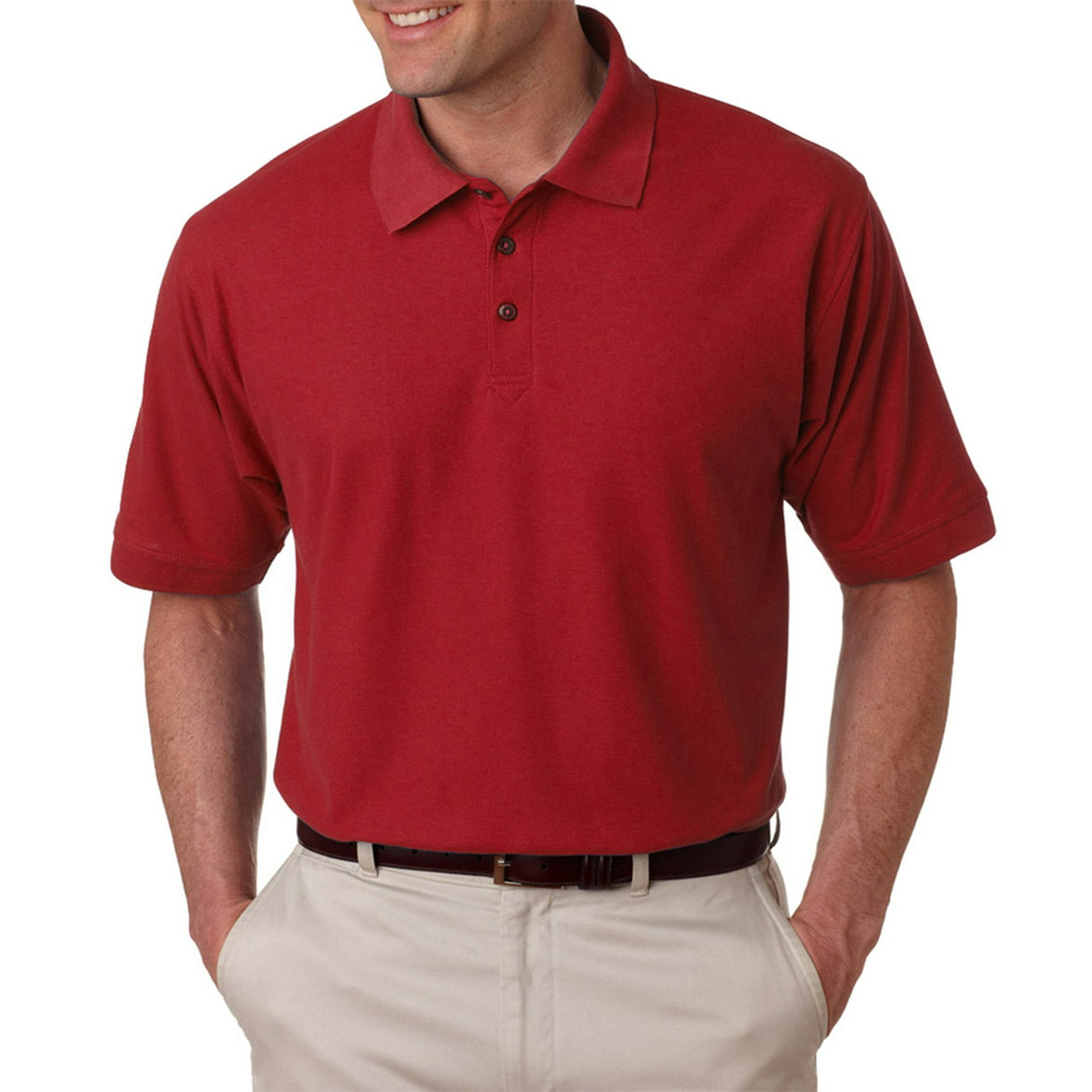 UltraClub 8540 Whisper Fit Men's Pique Polo Shirt -Cardinal-Medium