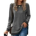 thumbnail image 2 of Besolor Womens Fall Spring Tunic Tops Color Match Crewneck Long Sleeve Shirts Casual Loose Trendy Pullover Blouse, 2 of 4