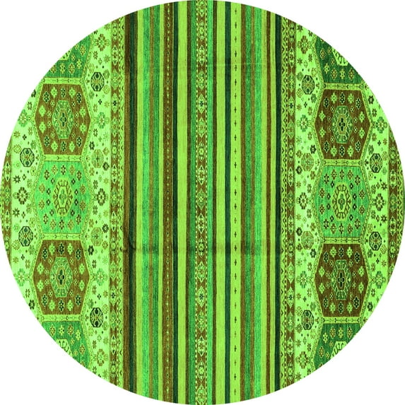 Ahgly Company Indoor Round Abstract Green Modern Area Rugs, 7' Round