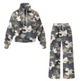 thumbnail image 5 of Glofpot Women's 2 Piece Outfits, Mock Neck Sweatsuits Loungewear Set Long Sleeve Sweatshirt, Wide Leg Sweatpants, Oversized Sweat Sets, Casual Tracksuit, Drawstring Activewear, Grey Camo, 5 of 7