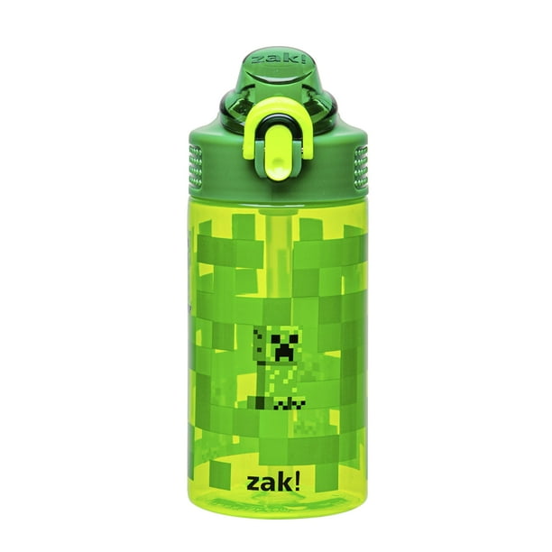Botella de agua Zak Designs Sage Minecraft Kids de 480 ml con pajita