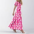 thumbnail image 2 of LWavelet Women's V-Neck Ruffle Sleeve Bunny & Easter Egg Print Maxi Dress for Easter & Casual Outfits Hot Pink L, 2 of 4