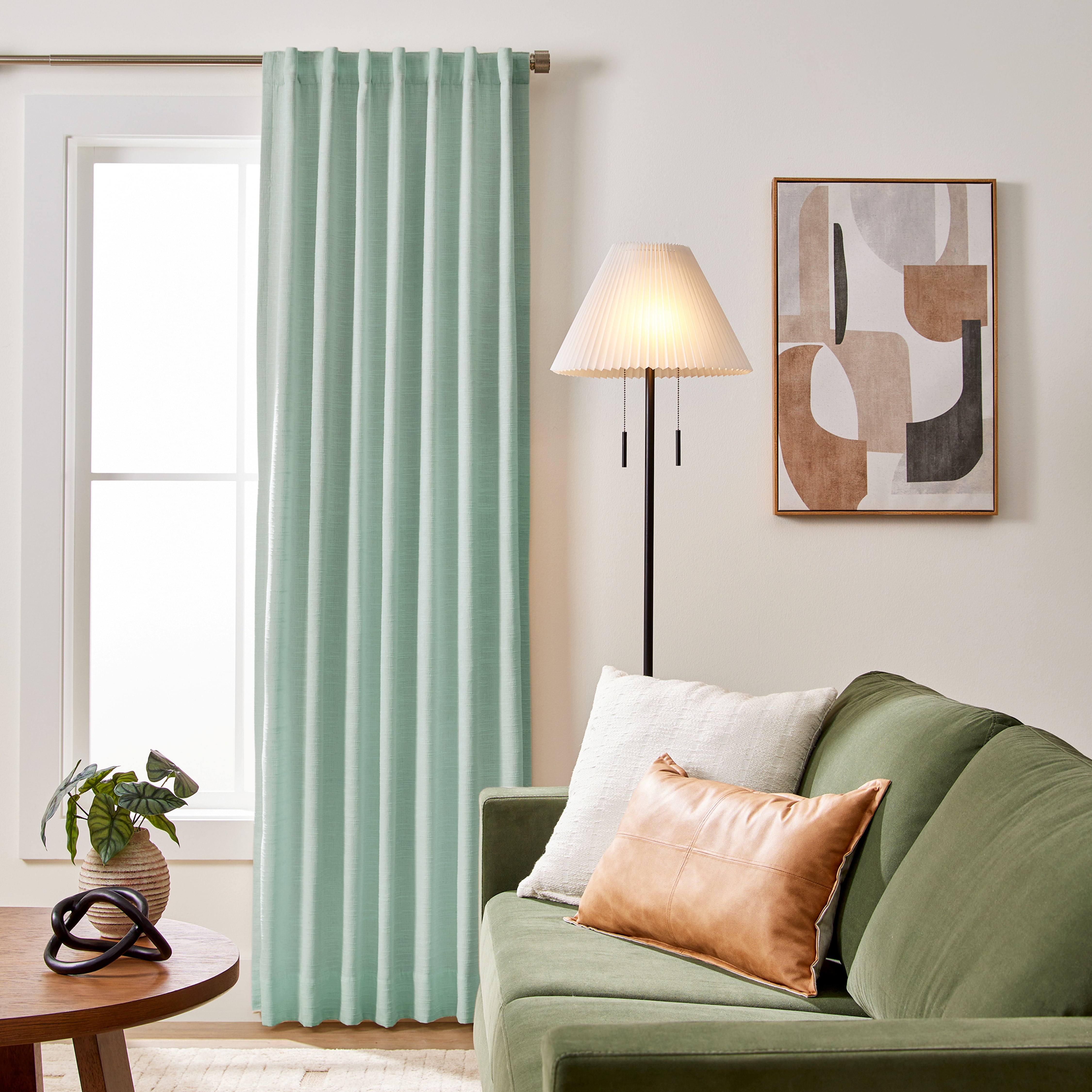 Better Homes & Gardens Textured Solid Chenille Blackout Single Curtain Panel, Green River, 50"W x 95"L
