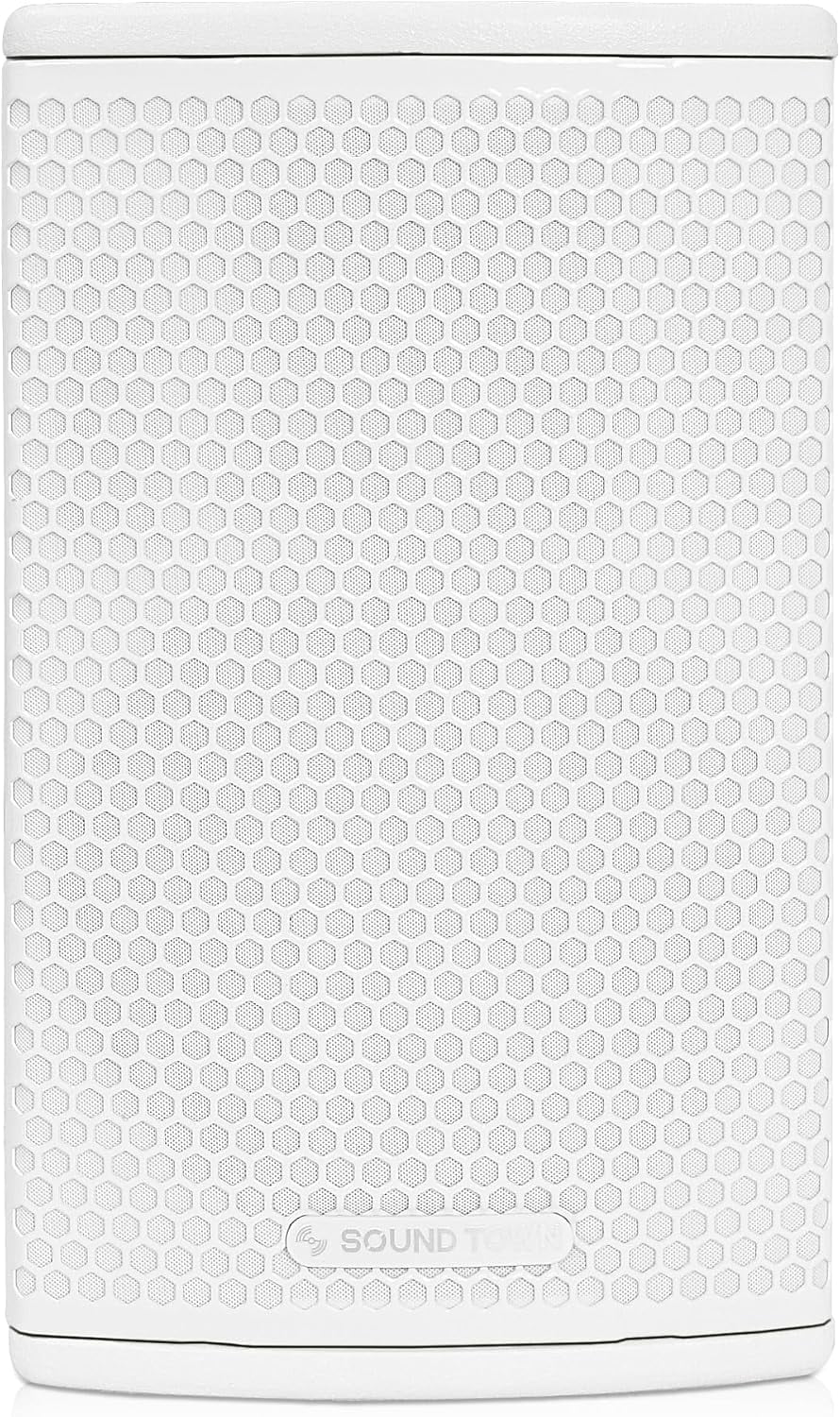 Sound Town CARME Series 8" 350W 2-Way Professional PA DJ Speaker, White with Compression Driver, Rotatable Horn, Birch Plywood, U Bracket for Installation, Live Sound, Karaoke, Bar (CARME-U108WG3)