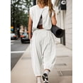 thumbnail image 5 of Czanzd Women's Backless Athletic Jumpsuit Wide Leg Sleeveless Romper with Pockets,White,l), 5 of 7