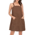 thumbnail image 1 of Vestido de baño o ducha para mujer, ligero, con tirantes y cierre, hasta la rodilla, 1 of 5