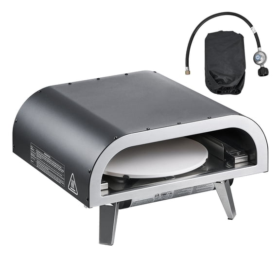 Portable Propane Pizza Oven with Rotating Stone 12 Inch Outdoor Gas Pizza Maker for Backyard Camping Patio Includes Carry Bag Black
