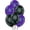 Purple with Black, variant on PMU Balloons PartyTex 11in Premium White and Black with All-Over Print Green Leaves Pack of 12