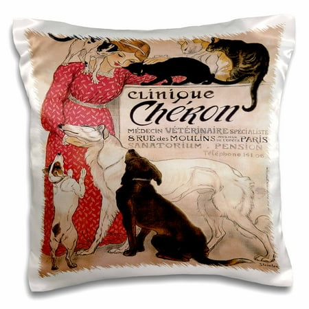 French Country Pillows 3dRose Vintage Art Nouveau Clinique Cheron Paris France Poster - Pillow Case, 16 by 16-inch ()