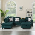 thumbnail image 3 of BSHTI 94.49”L-Shaped Modular Sectional Sofa, with Convenient Storage Ottoman, Corduroy Fabric, Drop-Down Middle Backrest with Two Built-In Cup Holders, Green, 3 of 15
