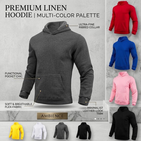 Hfnxid Mens Hooded Sweatshirt Casual Long Sleeve Hoodies Drawstring Workout Pullover with Pockets Yellow L
