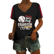 Seductiva Women's Slim-Fit Short Sleeve T-Shirt Women's Baseball Season Solid Color Sports Top V Neck Loose Short Sleeve Shirt Fashion Basic Tees Outfits Workout