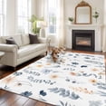 thumbnail image 2 of Rectangle Area Rugs 5 x 8 Ft, Blue Yellow Spring Floral Non-Slip Residential Carpet, Watercolor Botanical Flowers Indoor Crawling Mats Runner Rugs for Living Room/Dining Room/Bedroom, 2 of 8